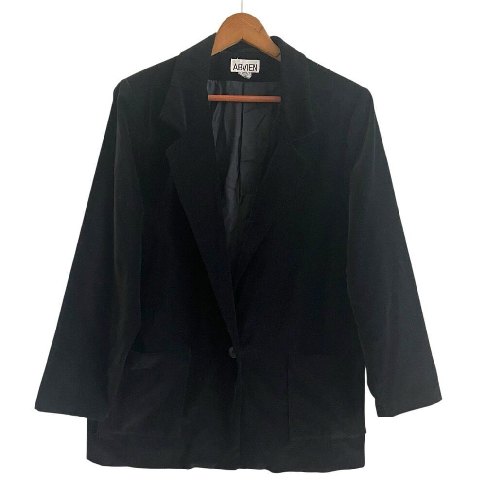 Vintage  Velvet Blazer M Unstructured Dark Academia Minimalist Jacket Holiday